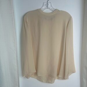 Vince Sandalwood Ivory Silk Rib Trim Blouse Top Professional Womens Large